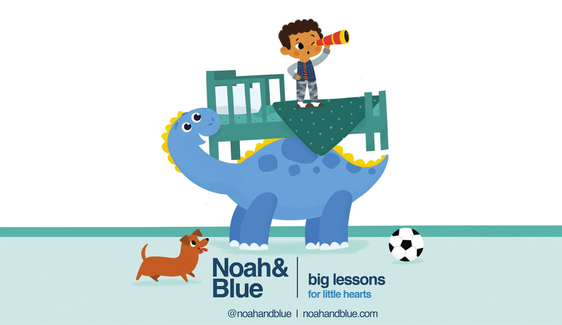Noah and Blue children's book brand banner